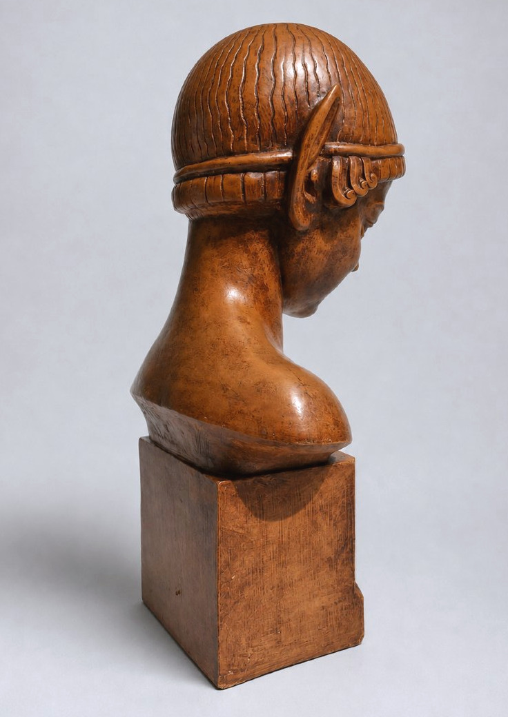 Henri Bargas – Child's Bust, Patinated Terracotta Faun Head – Art Deco, 1920-photo-3