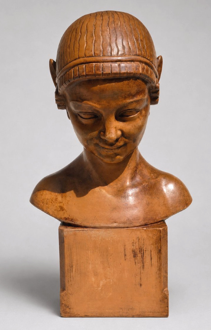 Henri Bargas – Child's Bust, Patinated Terracotta Faun Head – Art Deco, 1920-photo-3