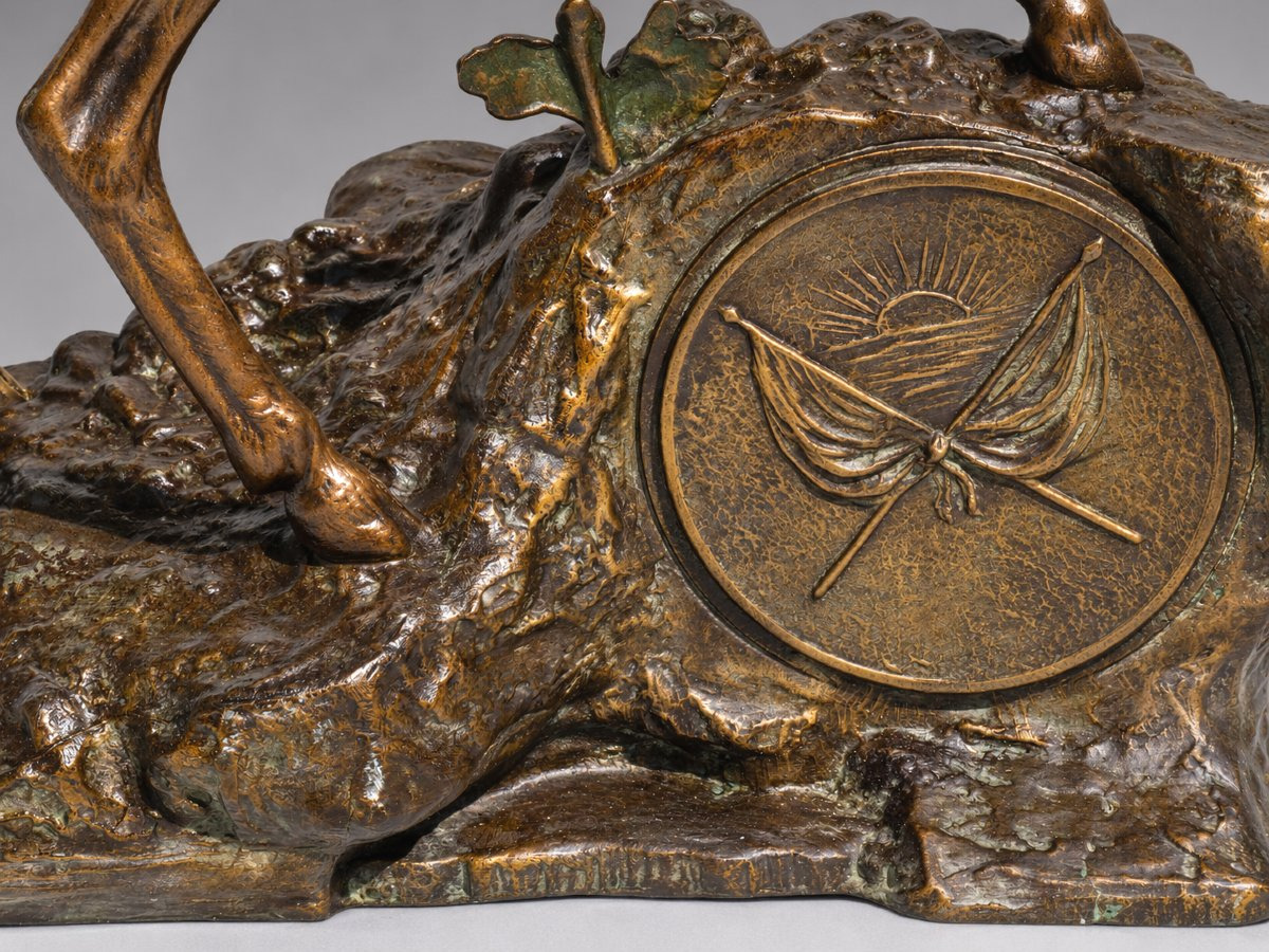 Sculpture Animaliere , Cerf sur Rocher , Patine Bronze , Emile Gregoire , XIXe -photo-3