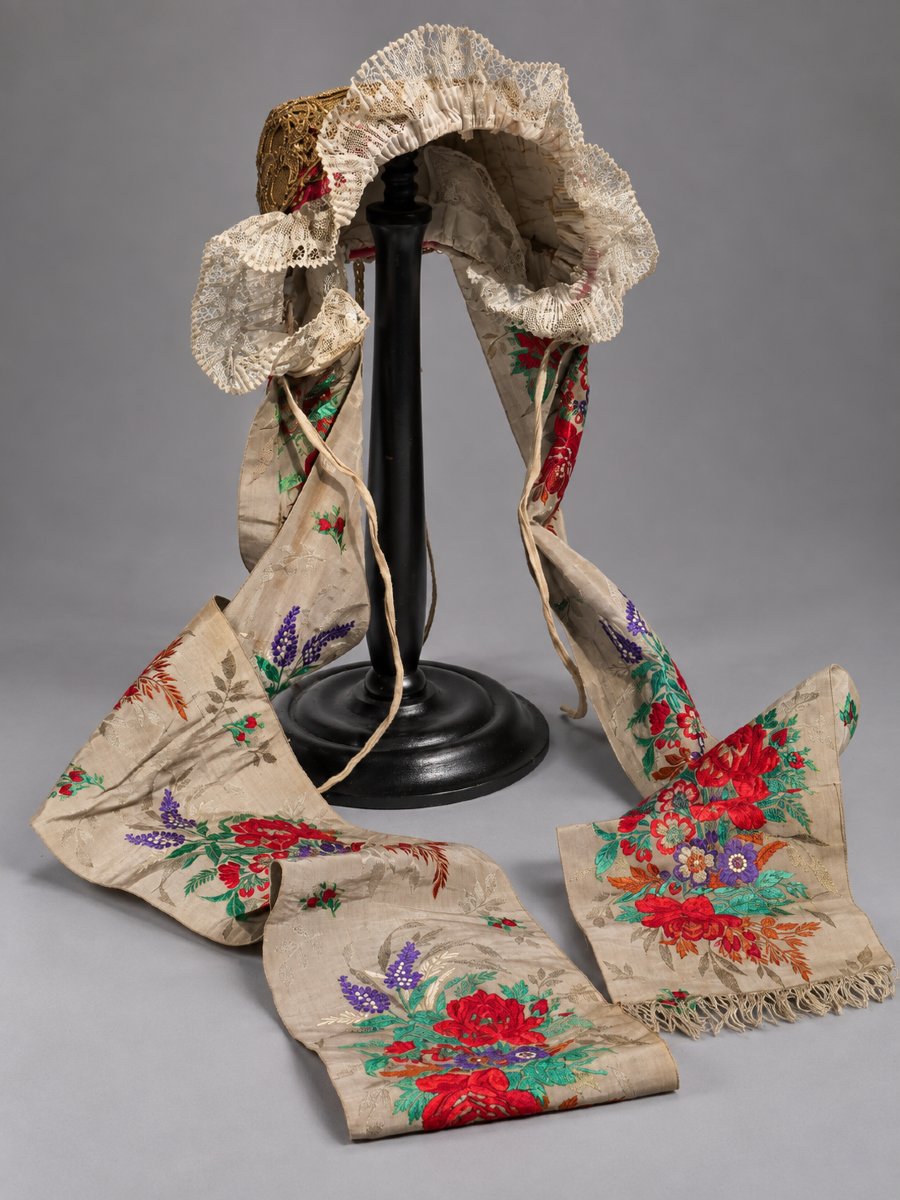 Bonnet / Coiffe Alsacienne , Coiffe Dorée , Costume Folklorique , Ruban De Soie , XIXe , Or-photo-1