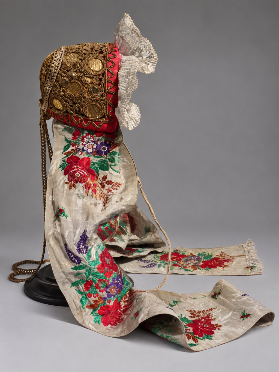Bonnet / Coiffe Alsacienne , Coiffe Dorée , Costume Folklorique , Ruban De Soie , XIXe , Or