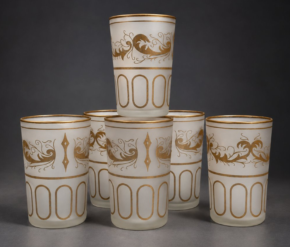 Serie de 6 Verres / Gobelets Epoque Napoléon III , Tasses à Thé , XIXe  , Orientalisme-photo-3