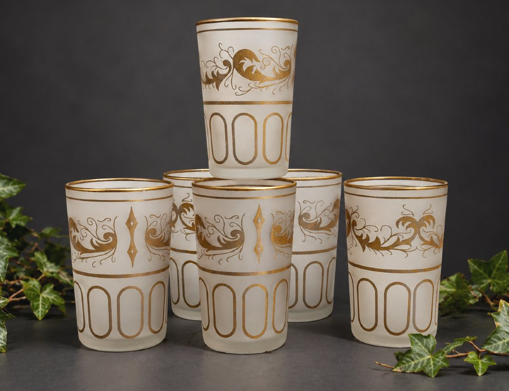 Serie de 6 Verres / Gobelets Epoque Napoléon III , Tasses à Thé , XIXe  , Orientalisme