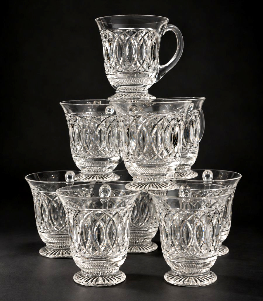 Serie de Tasses à Café En Cristal De Baccarat , Epoque Charles X / Empire ; XIXe -photo-4