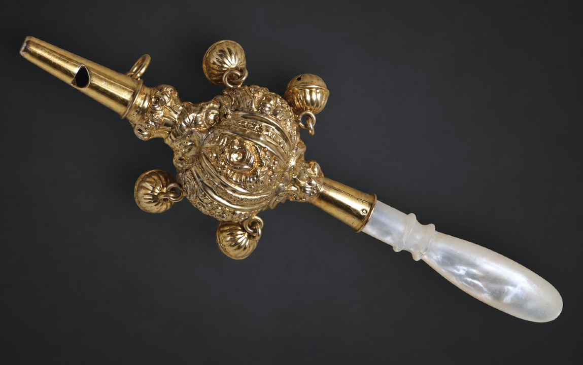 Napoleon III Rattle In Solid Silver & Vermeil, Mother-of-pearl Handle, Toy, 19th-century Whistle -photo-4