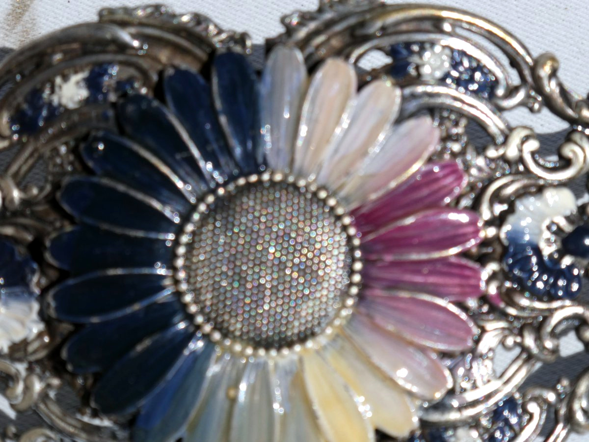 Boucle de ceinture ancienne en métal et émaux Art Nouveau Décor floral – XIXe siècle -photo-4