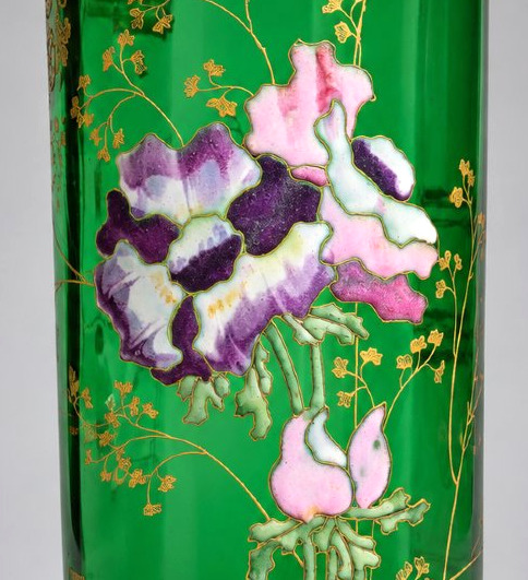 Vase Rouleau En Verre Emaillé Epoque Art Nouveau , Modele Theodore Legras XIXe Au Louvre Paris-photo-1