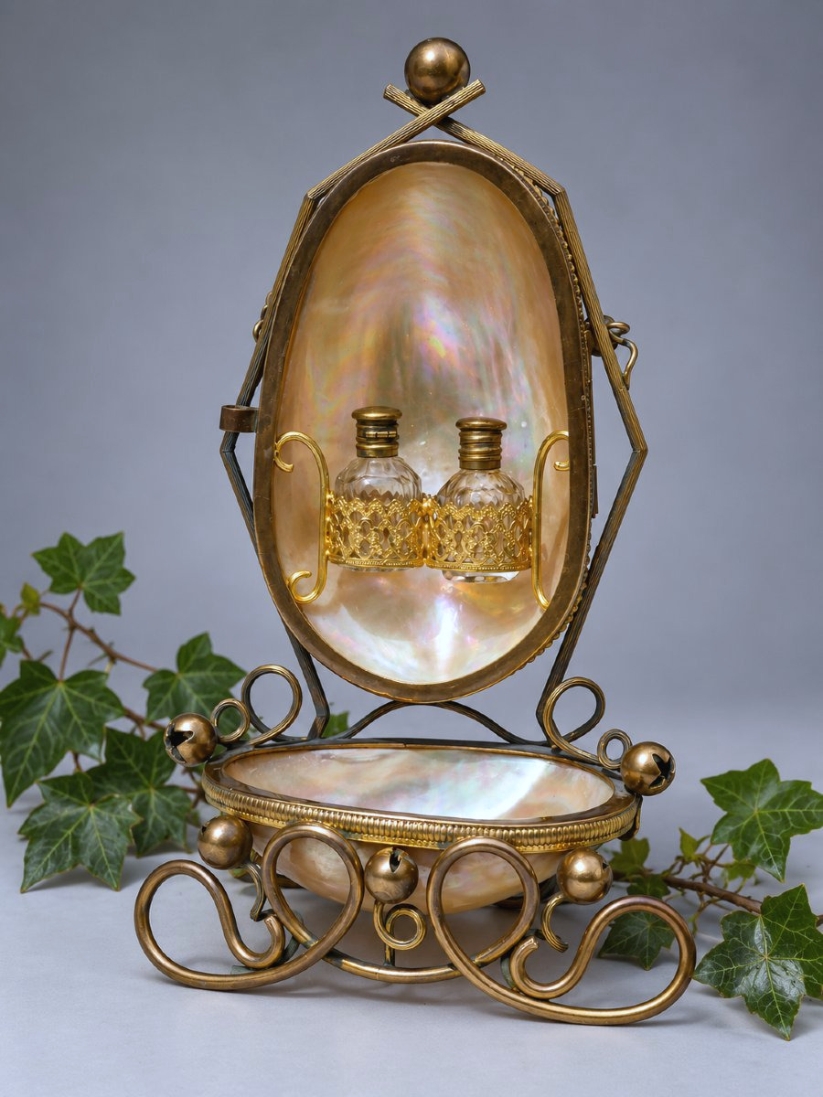 Perfume Cabinet, Palais Royal, Napoleonic III Period, 19th-century Baccarat; Mother-of-pearl Fragrance Box