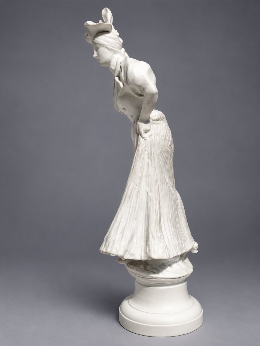 Sujet En Biscuit Naturel , Jeune femme élégante Sculpture 1895 - XIXe - Art Nouveau Parisienne-photo-5