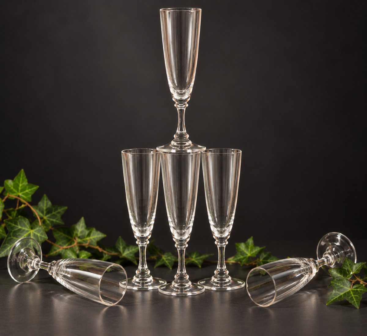 Serie de 12 Flutes à champagne En Cristal De Daum France  , Presentées En Boite XXe Siecle-photo-4