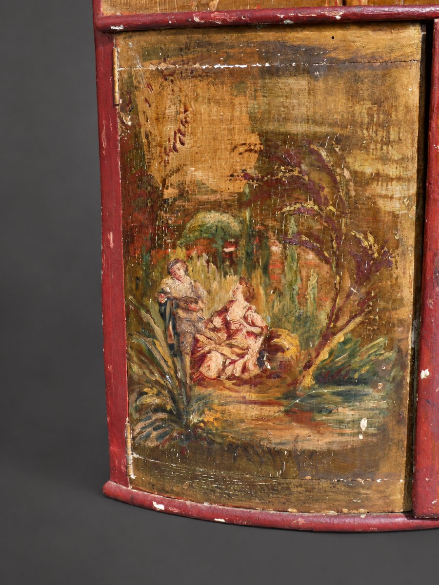 Corner Shelf, 19th-century Corner Cabinet, 18th-century Style, Mythological Scene, Angels -photo-2