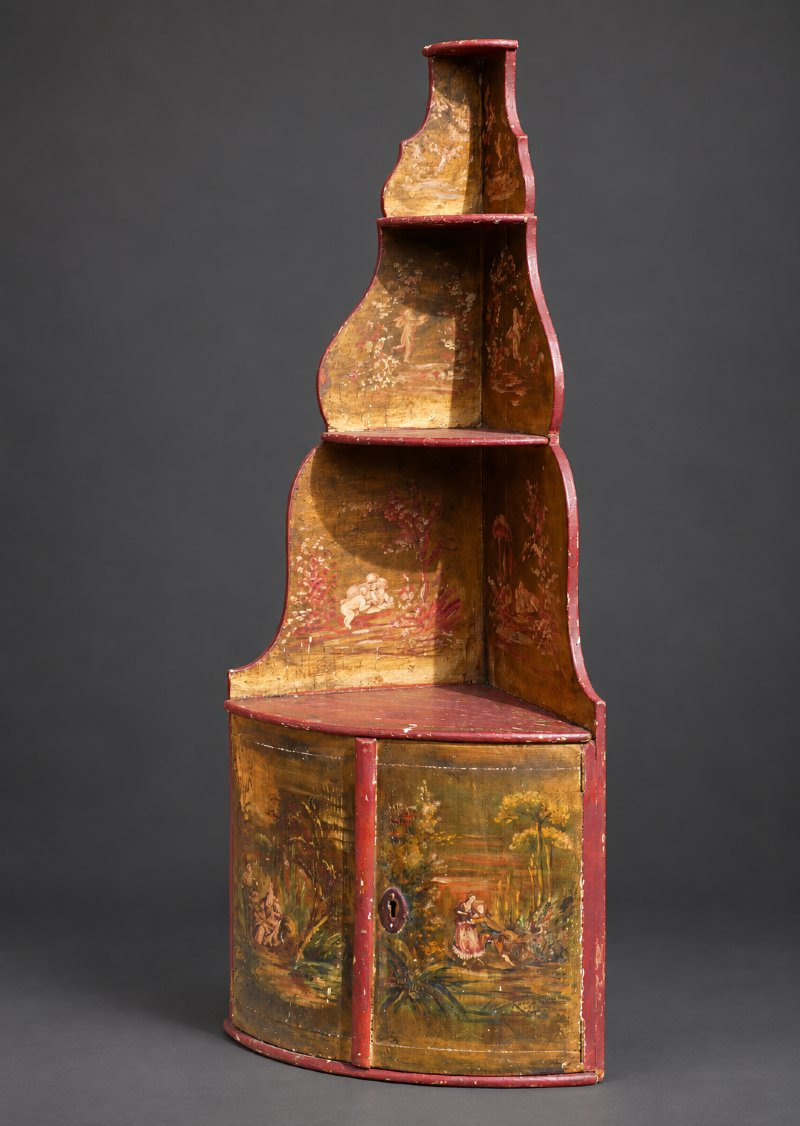 Corner Shelf, 19th-century Corner Cabinet, 18th-century Style, Mythological Scene, Angels -photo-3