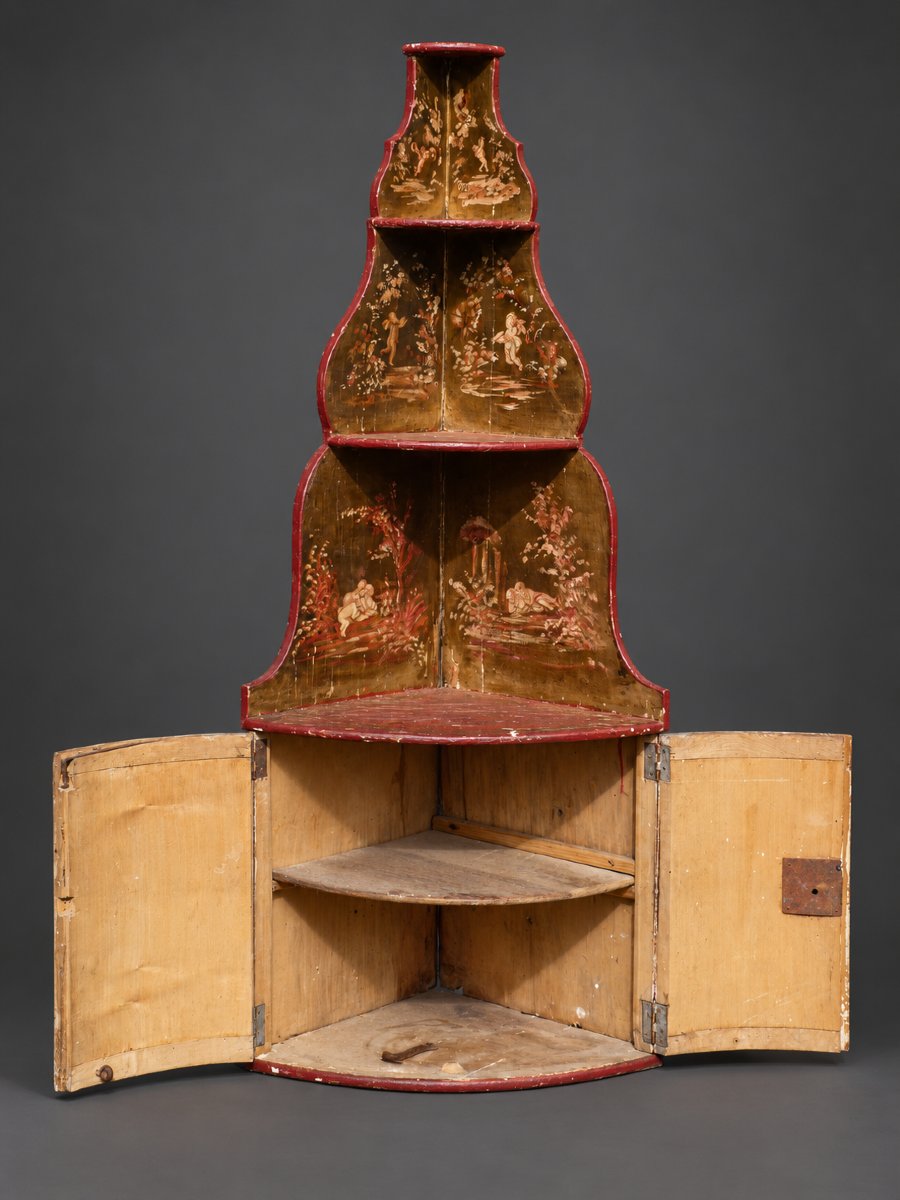 Corner Shelf, 19th-century Corner Cabinet, 18th-century Style, Mythological Scene, Angels -photo-4