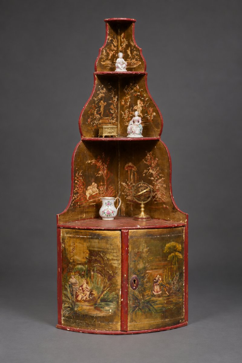 Corner Shelf, 19th-century Corner Cabinet, 18th-century Style, Mythological Scene, Angels -photo-2