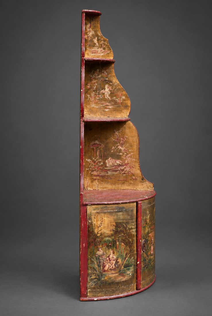 Corner Shelf, 19th-century Corner Cabinet, 18th-century Style, Mythological Scene, Angels -photo-4
