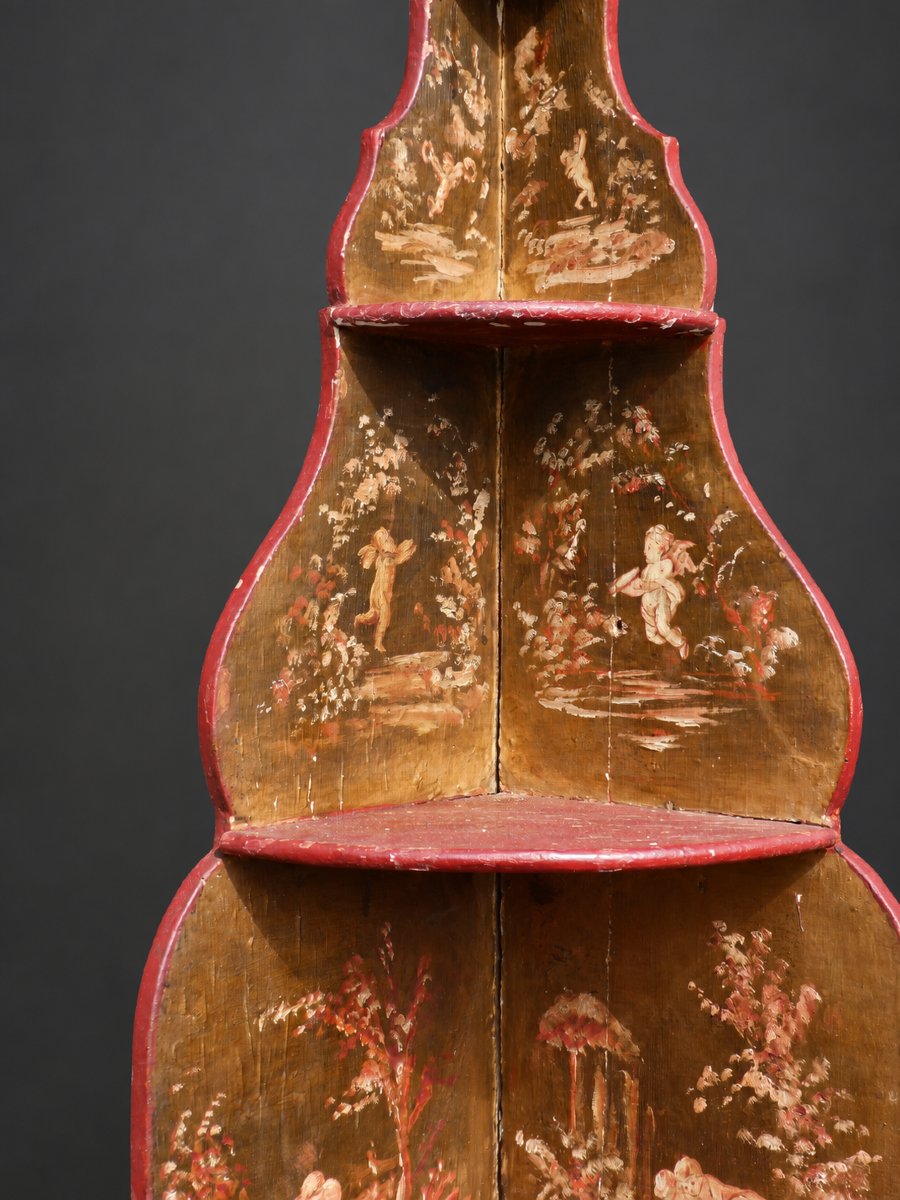 Corner Shelf, 19th-century Corner Cabinet, 18th-century Style, Mythological Scene, Angels -photo-5