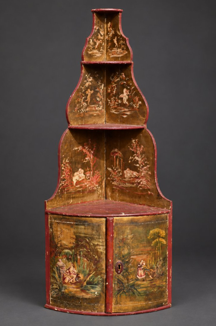 Corner Shelf, 19th-century Corner Cabinet, 18th-century Style, Mythological Scene, Angels 