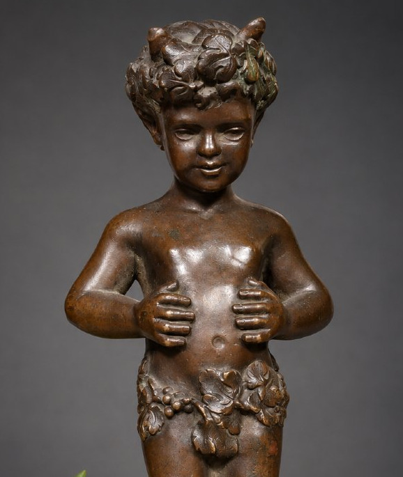 Sculpture, Children's Faun In Bronze, Napoleon III Period, Signed Clodion, 19th-century Mythology-photo-3