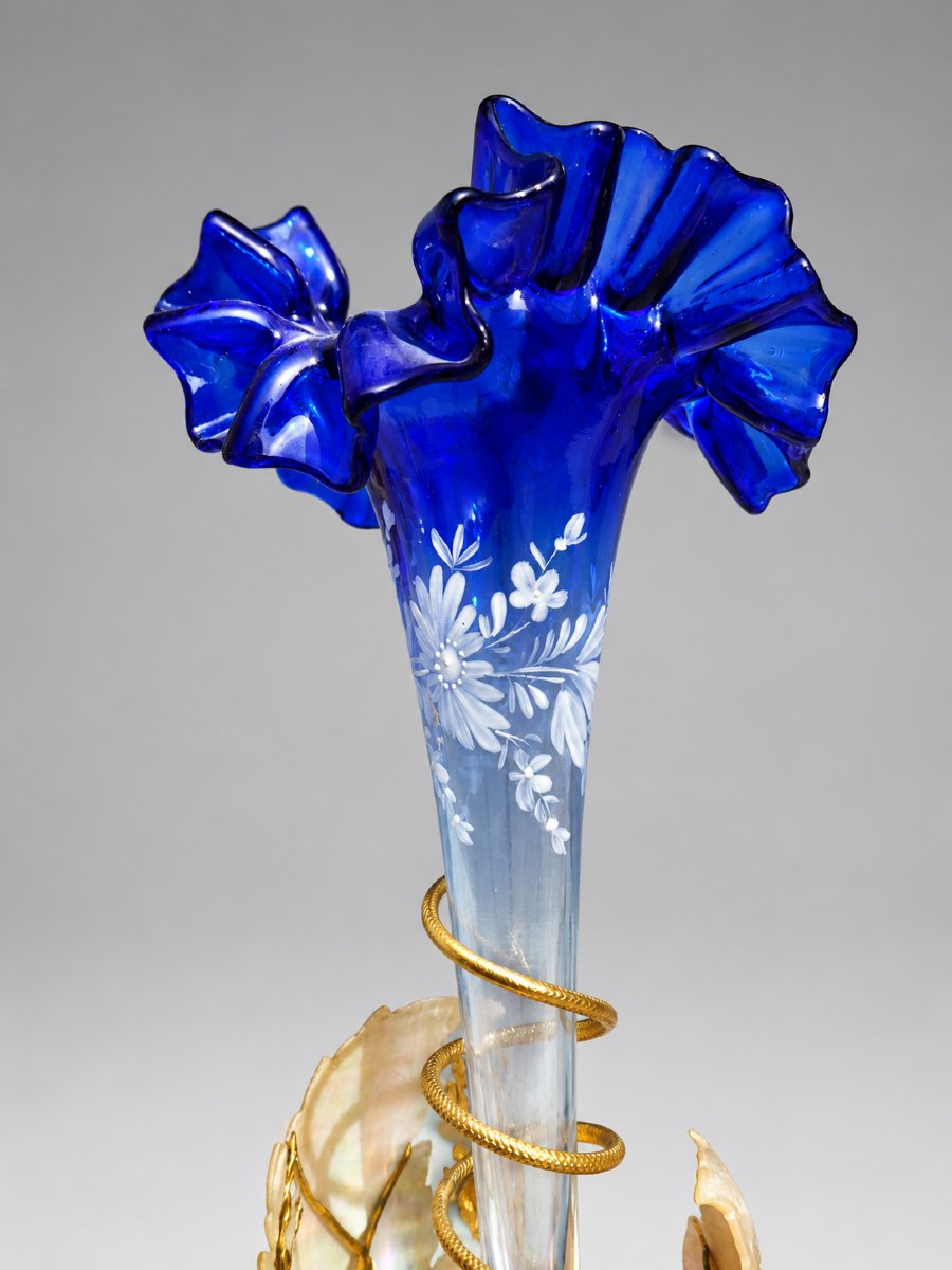 Napoleon III Tulip Vase, Souvenir From The Palais Royal, 19th Century, Napoleon III, Enameled Glass, Paris-photo-2