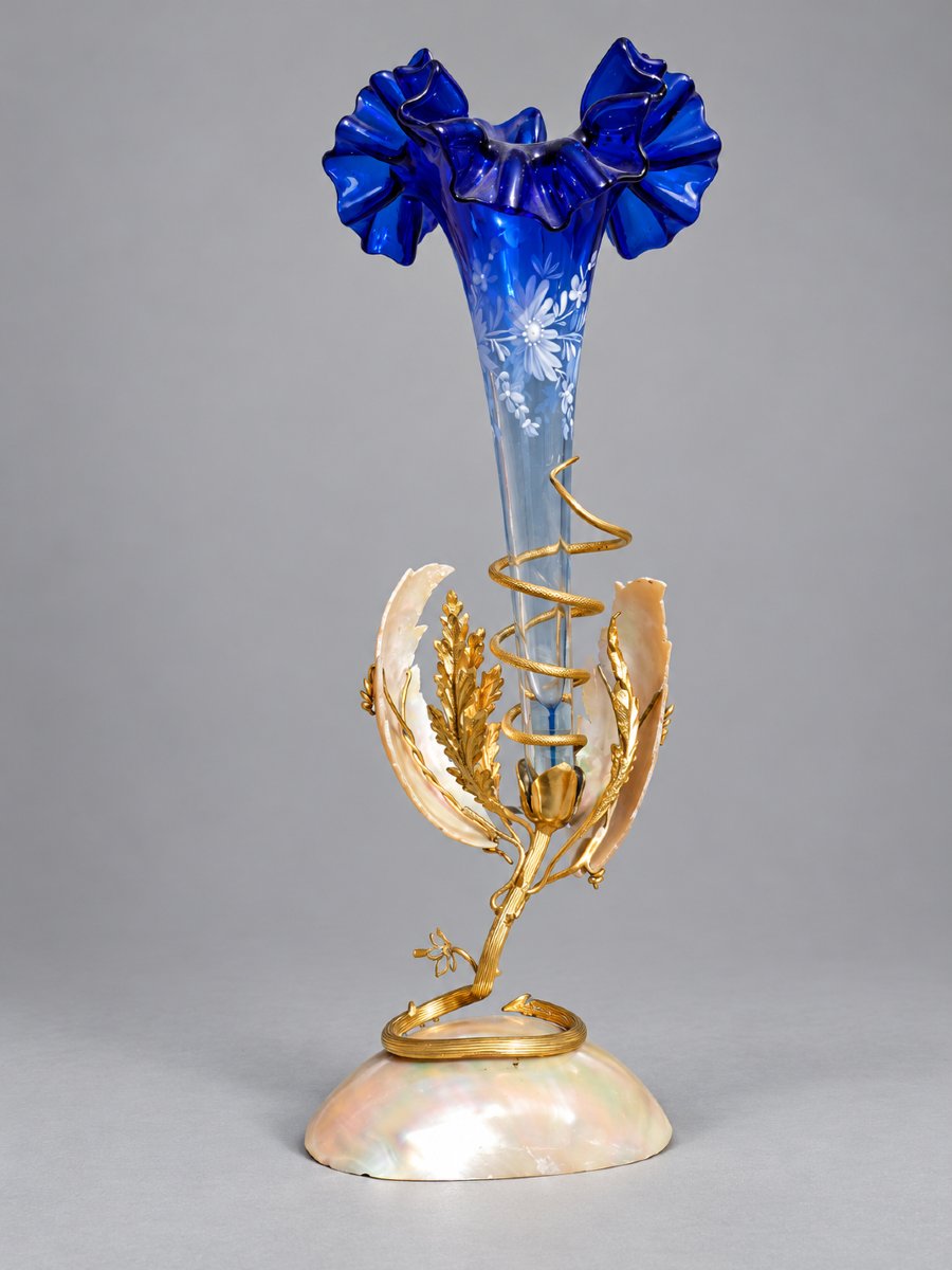 Napoleon III Tulip Vase, Souvenir From The Palais Royal, 19th Century, Napoleon III, Enameled Glass, Paris-photo-3