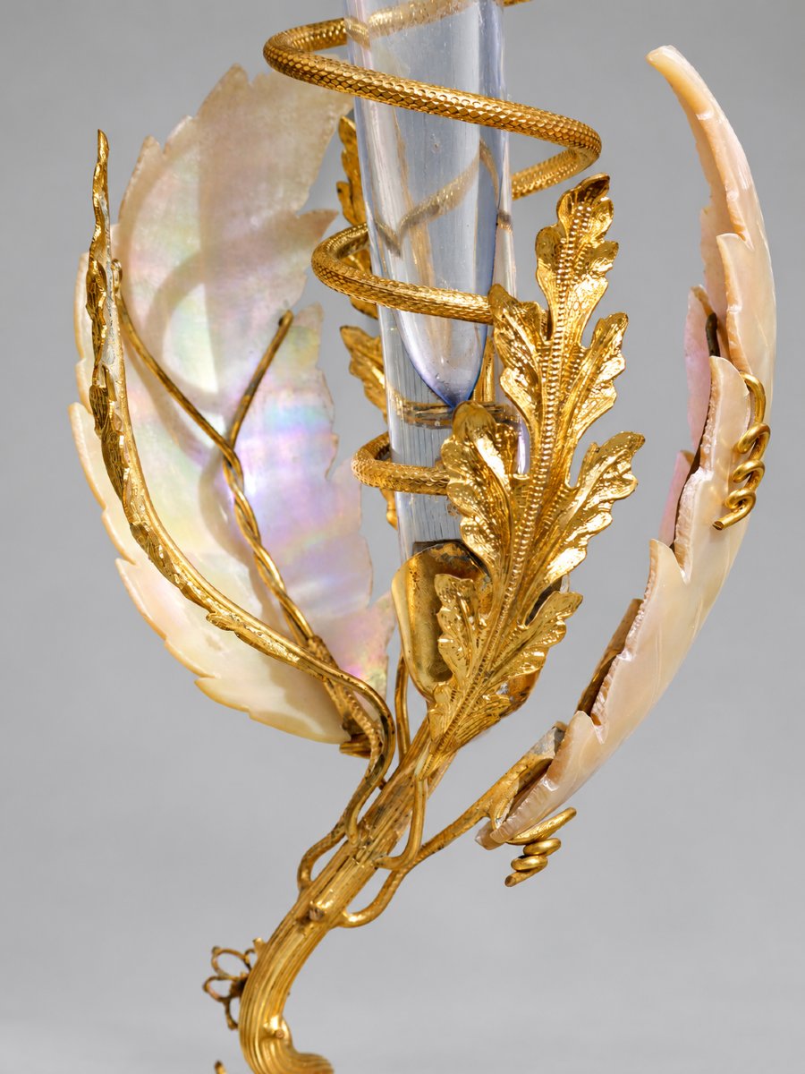 Napoleon III Tulip Vase, Souvenir From The Palais Royal, 19th Century, Napoleon III, Enameled Glass, Paris-photo-4