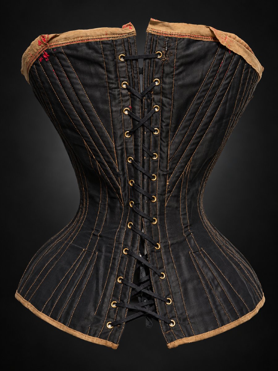 Corset , Lingerie XIXe , Mode Vers 1890 , Sous Vetement Mode , Belle Epoque , Satin Noir-photo-3