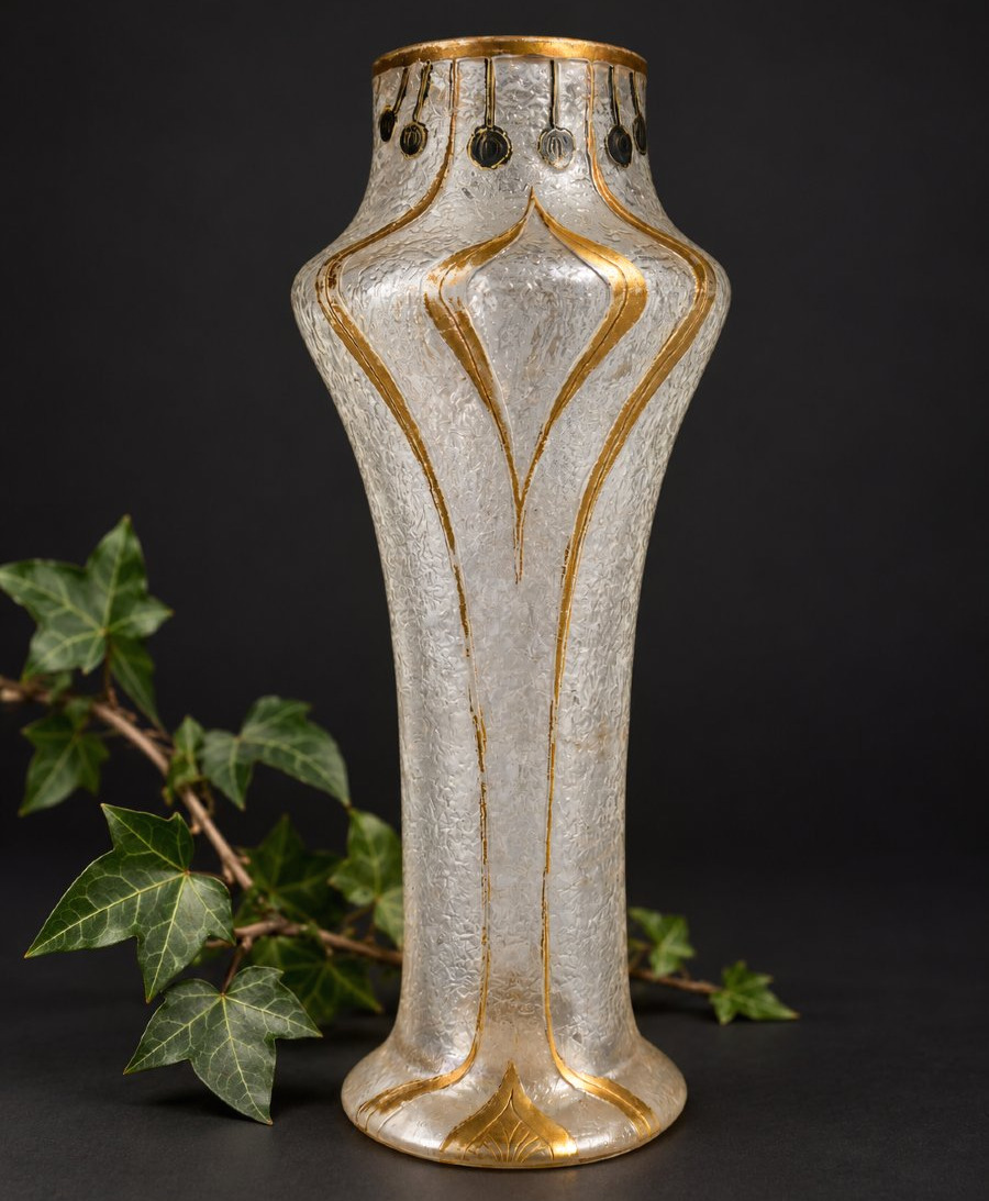 Art Nouveau Miniature Vase, Acid-etched Glass, Montjoye / Saint Denis, Legras, 19th Century 