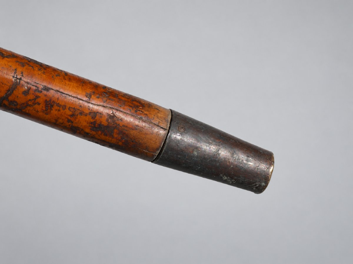 Canne De Marche 1830 , Pommeau En Argent , Jonc De Malacca XIXe , Monogramme Dandy-photo-1