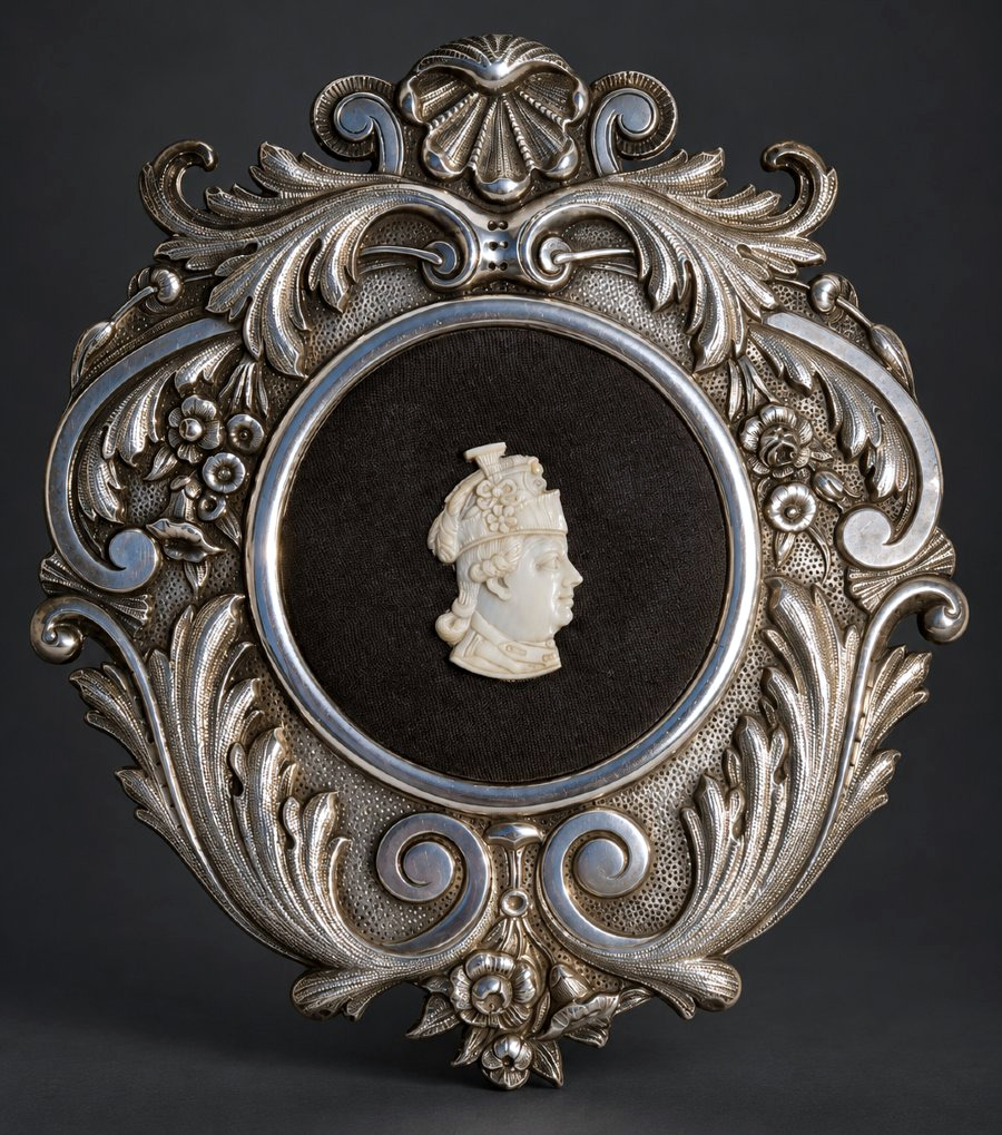 Profile Of The Duke Of Luynes, 18th Century, Silver Frame, General Of The Dragoons, Historical Souvenir -photo-3