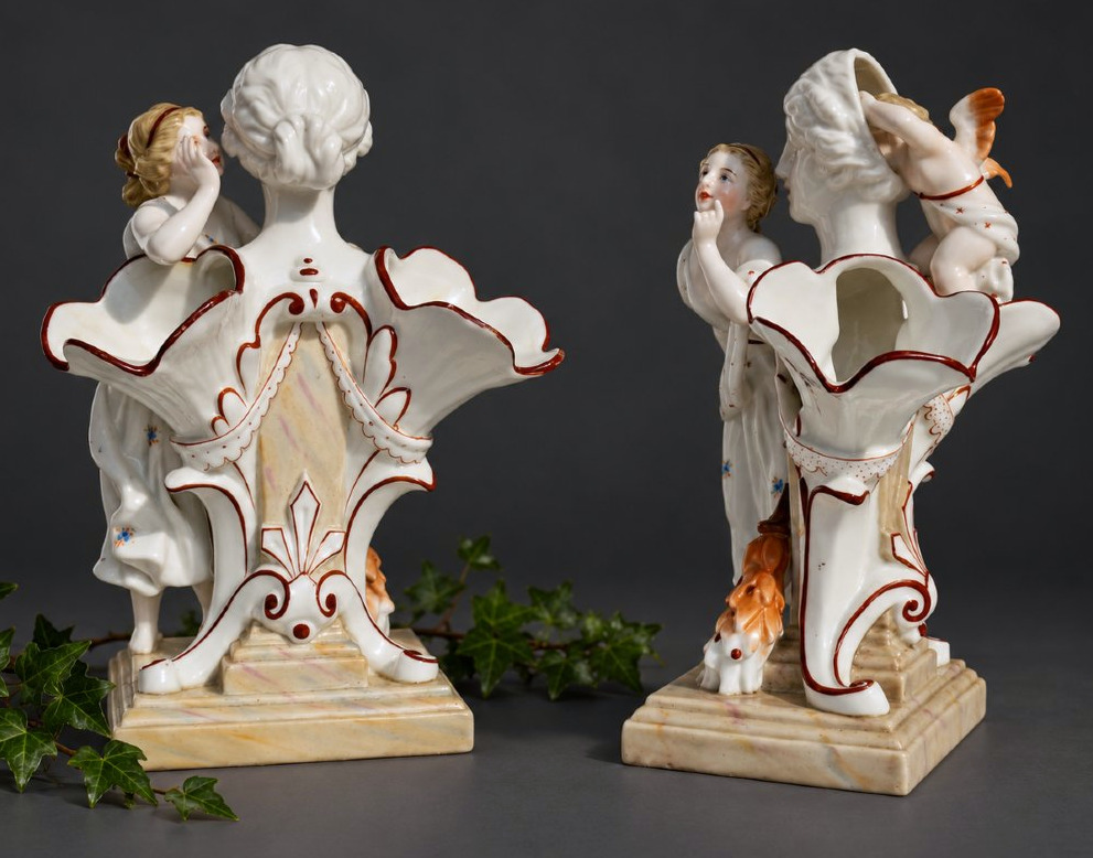 Paire de vases figuratifs en porcelaine polychrome KPM vers 1880 Berlin , Ange / Antique XIXe-photo-8