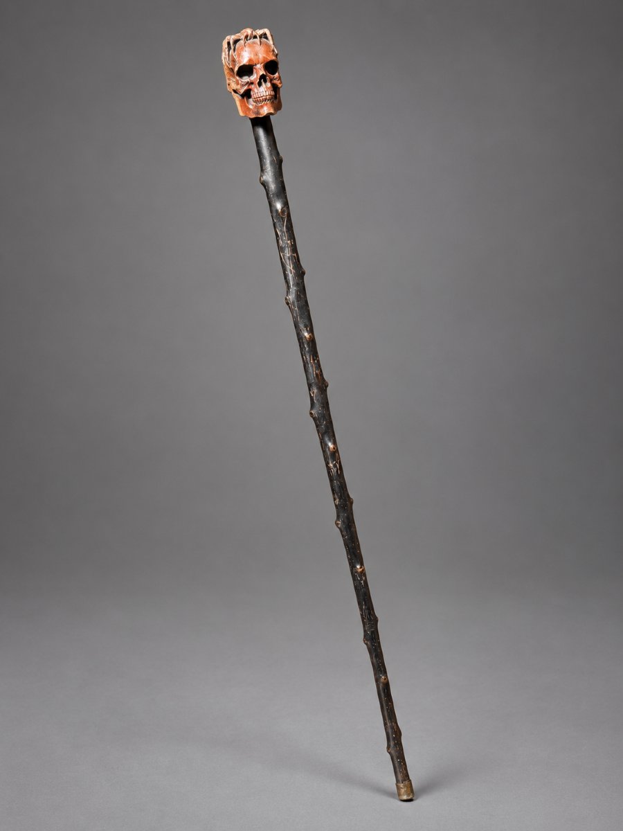 Canne De Marche XIXe , Style Gothique , Crane Humain & Arraignée , Napoléon iii , Vanité-photo-5