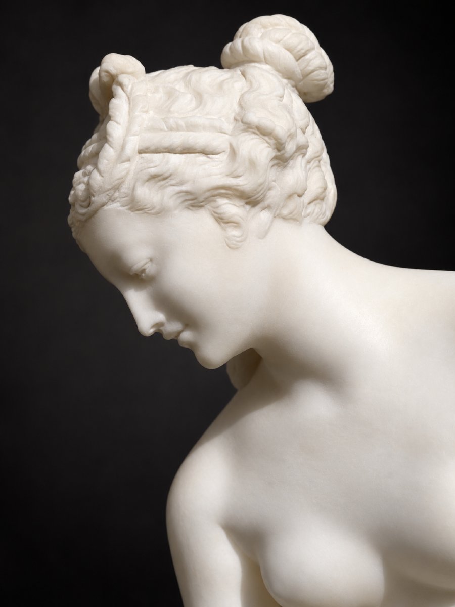 La Baigneuse dite Vénus sortant du bain Albâtre signé E. Scarcelli XIXe , Femme Nue Antique-photo-3