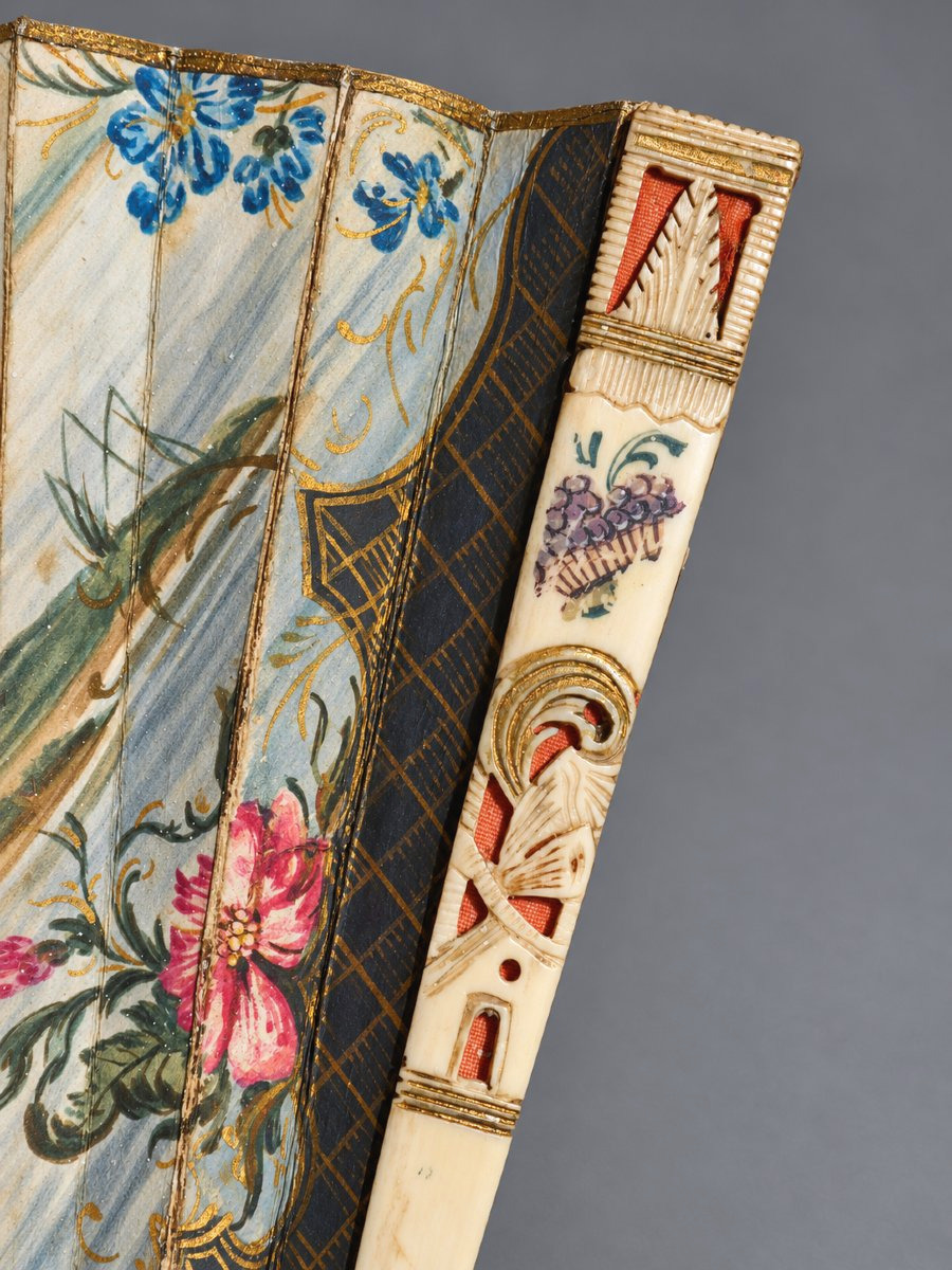 Éventail XVIIIe  Peint & Doré, Scène De Chasse Aux Chiens Vers 1760-1770 , Mode Louis XV Chiens-photo-1