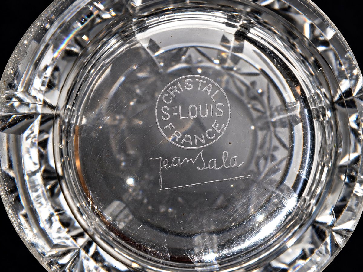 Large Cut Crystal Vase From Saint Louis, Signed By Jean Sala, Art Deco, In Perfect Condition-photo-1