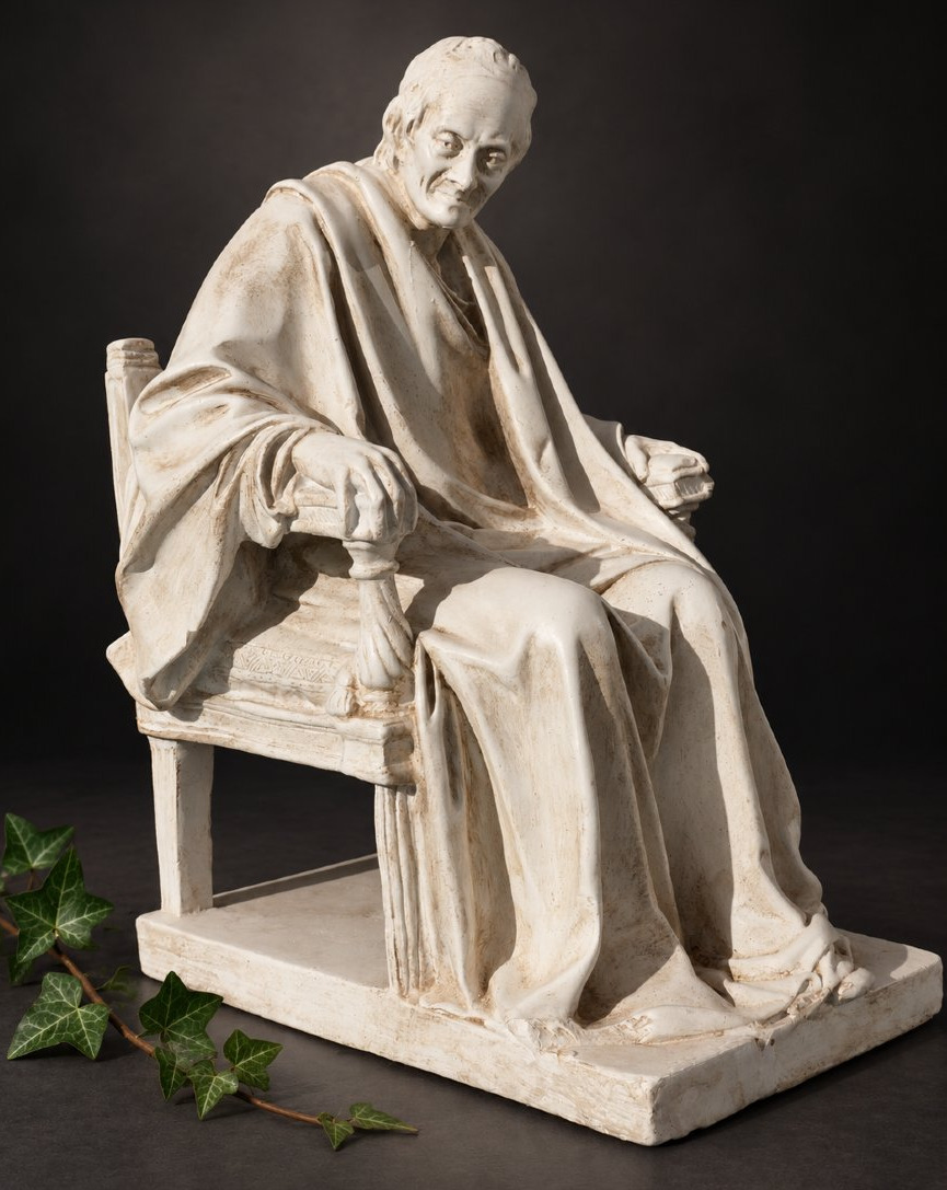 Seated Voltaire, After Houdon, Patinated Plaster Sculpture, 19th Century, Studio Cast-photo-3