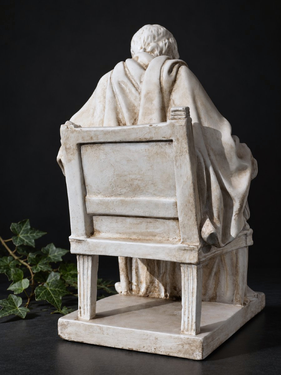Seated Voltaire, After Houdon, Patinated Plaster Sculpture, 19th Century, Studio Cast-photo-3