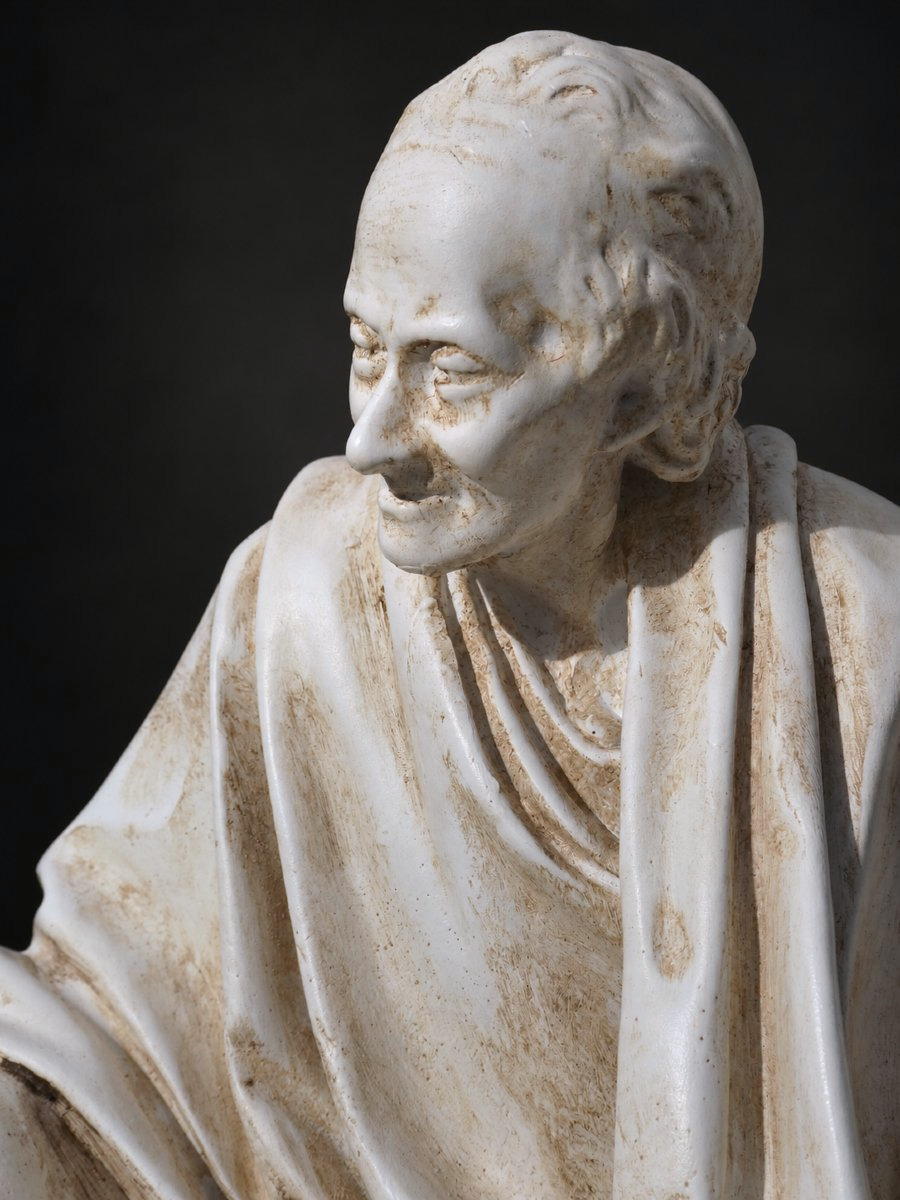 Seated Voltaire, After Houdon, Patinated Plaster Sculpture, 19th Century, Studio Cast-photo-4