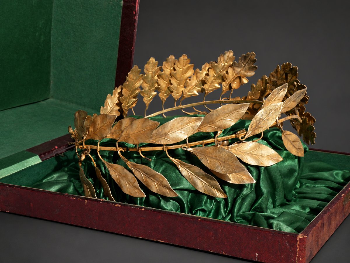 Large Vermeil Laurel And Oak Wreath In Its Case – 19th Century, Napoleon III -photo-3