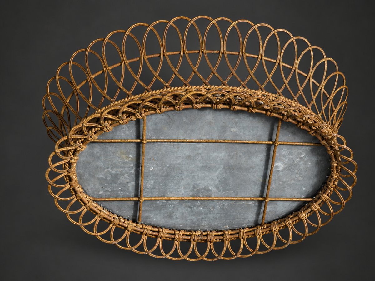 Table Planter, Napoleon III-style Woven Metal Wicker Decor, 19th-century Winter Garden-photo-1