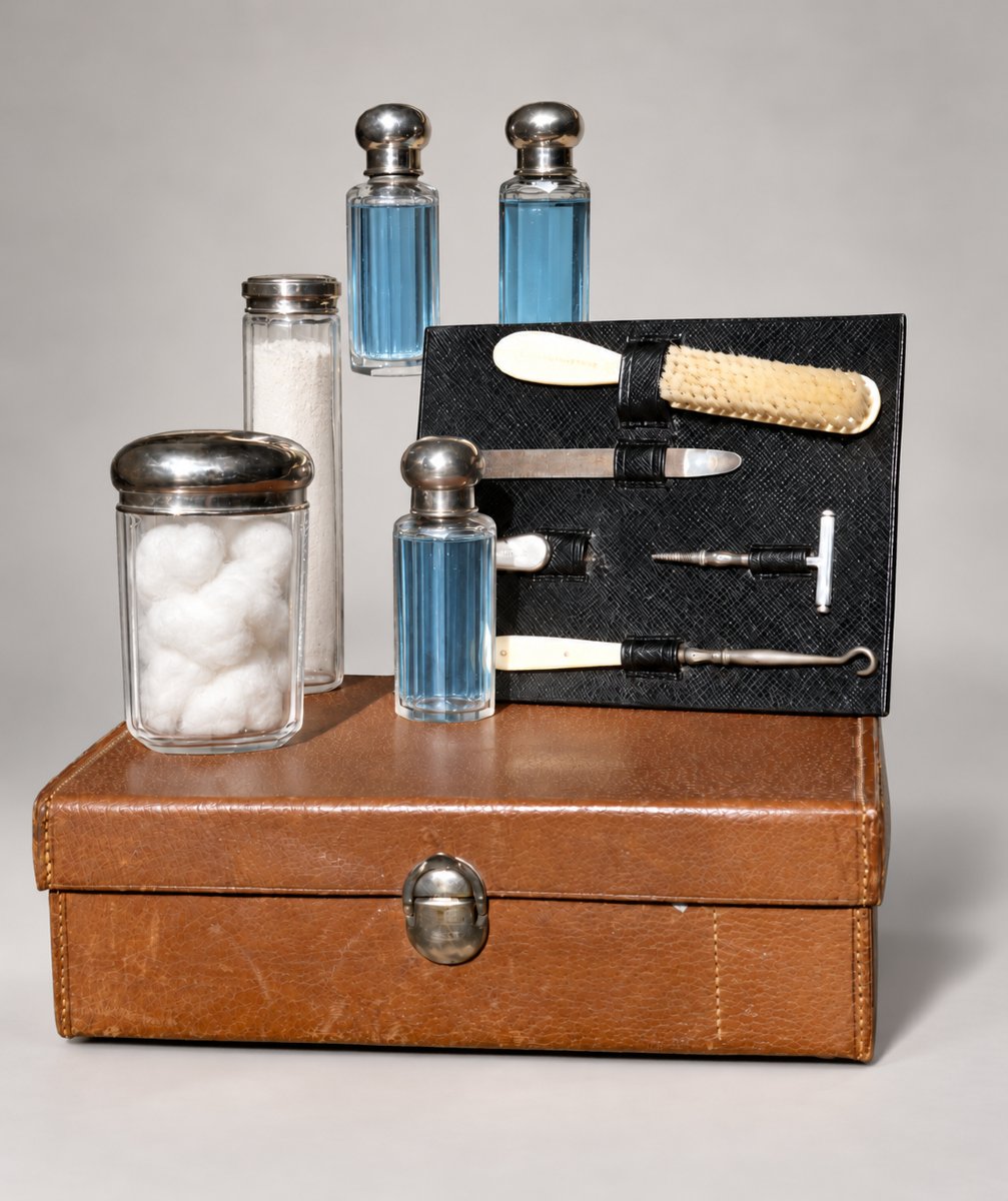 Louis Vuitton – Vanity Case / Leather Travel Kit, Bottles & Accessories, 20th Century, 1920
