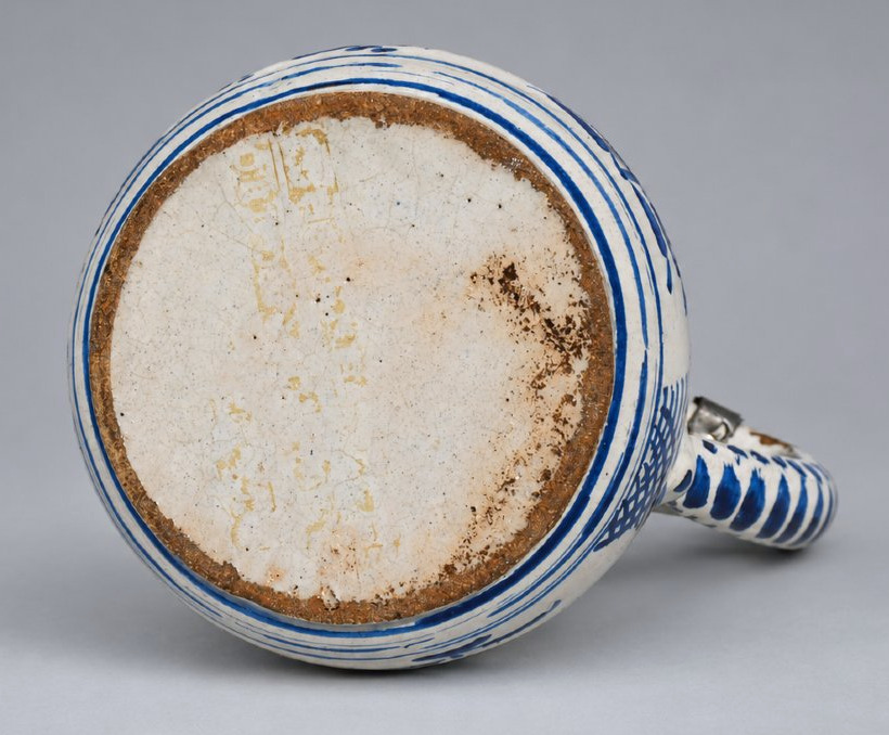 Bailleul (nord) Earthenware Pitcher / Jug, All-over Blue Shade, 18th Century, Delft-style Pewter-photo-3