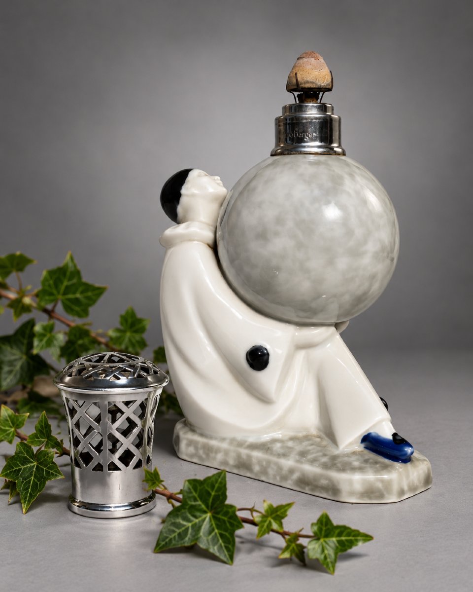 Art Deco Porcelain Berger Lamp By Camille Tharaud–pierrot, Art Deco, 1930-photo-2