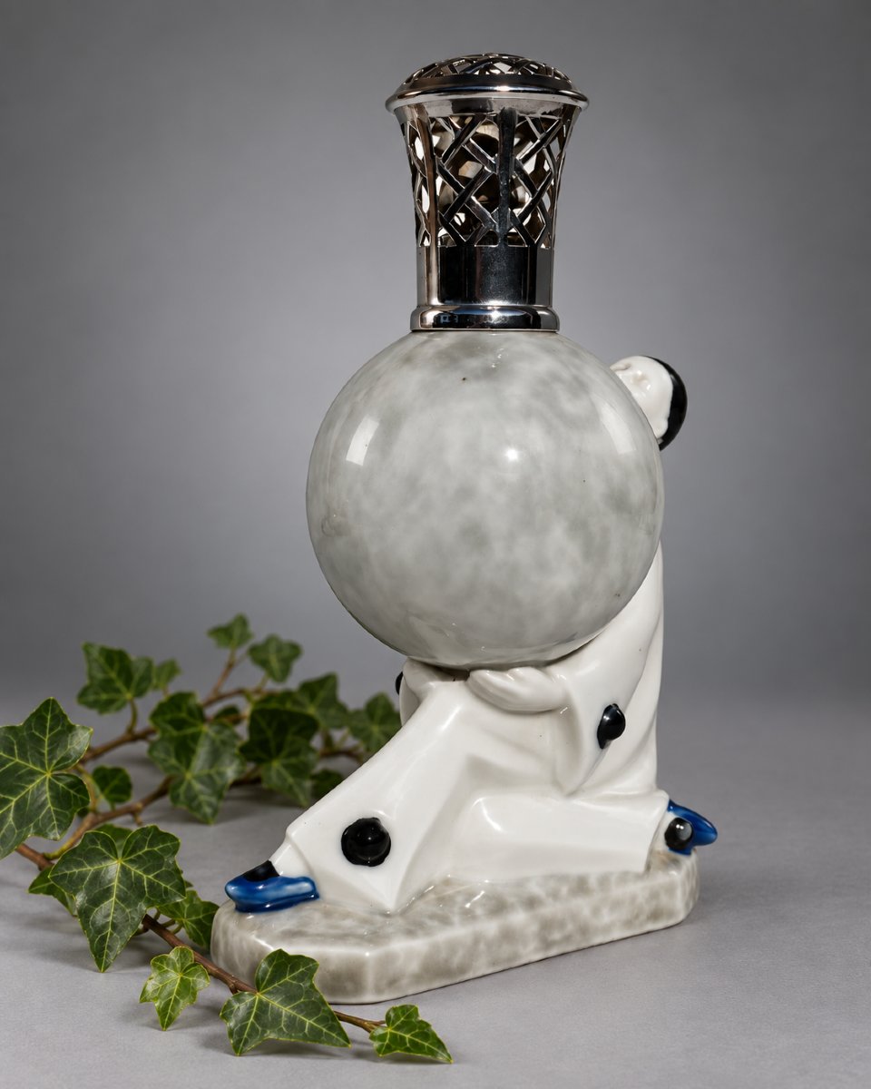 Art Deco Porcelain Berger Lamp By Camille Tharaud–pierrot, Art Deco, 1930-photo-3