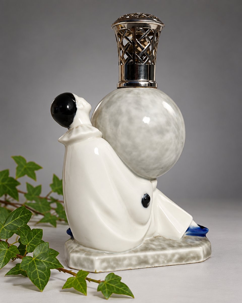 Art Deco Porcelain Berger Lamp By Camille Tharaud–pierrot, Art Deco, 1930-photo-4