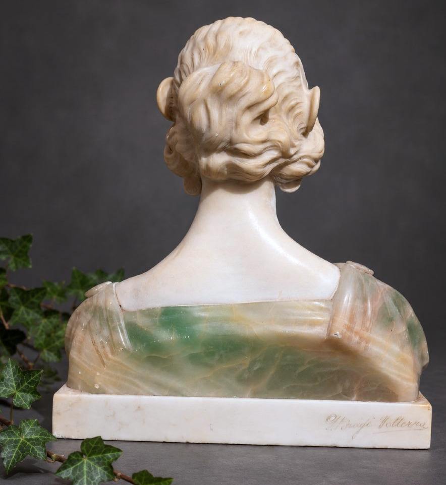 Giovanni Brogi, Buste féminin en marbre et onyx, Style Art Nouveau , 1900 , Femme Muchas -photo-2