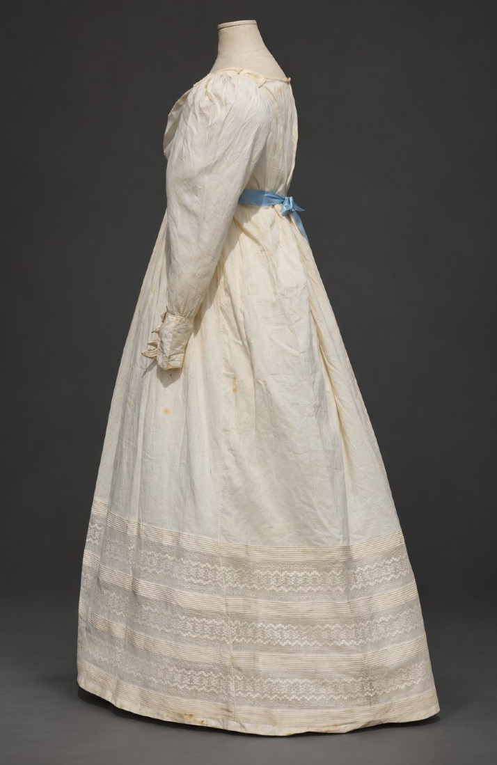 Robe De Jour époque 1825 Charles X Manches Gigot Costume Début XIXe Siecle Taille Haute Empire-photo-2