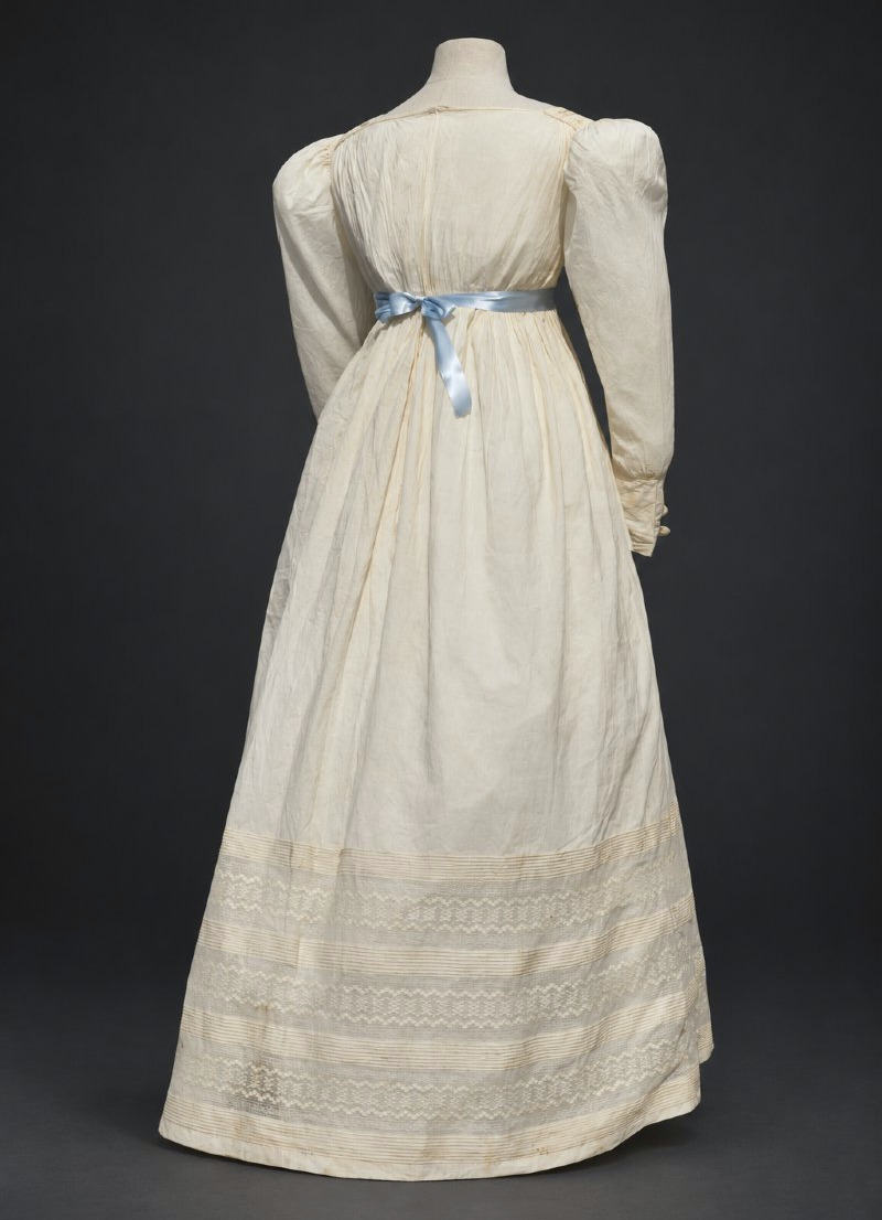 Robe De Jour époque 1825 Charles X Manches Gigot Costume Début XIXe Siecle Taille Haute Empire-photo-3