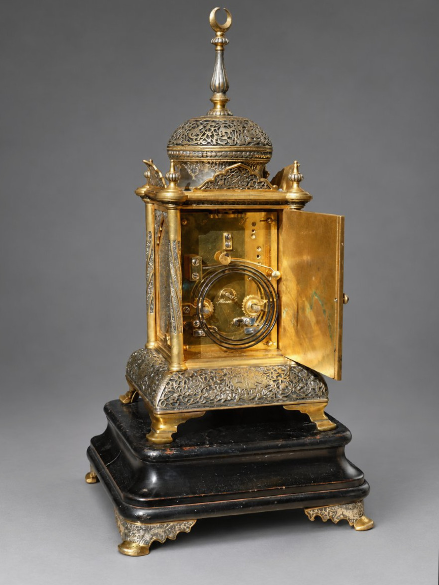 Pendule Orientaliste , Epoque Napoléon III , 1870-1880 , XIXe , Bronze Doré & Argenté , Perse -photo-3