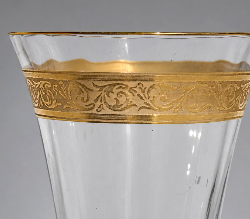 Saint-Louis – Serie De 12 Verres En Cristal De Saint Louis Rinceaux Dorés , Thistle -photo-2
