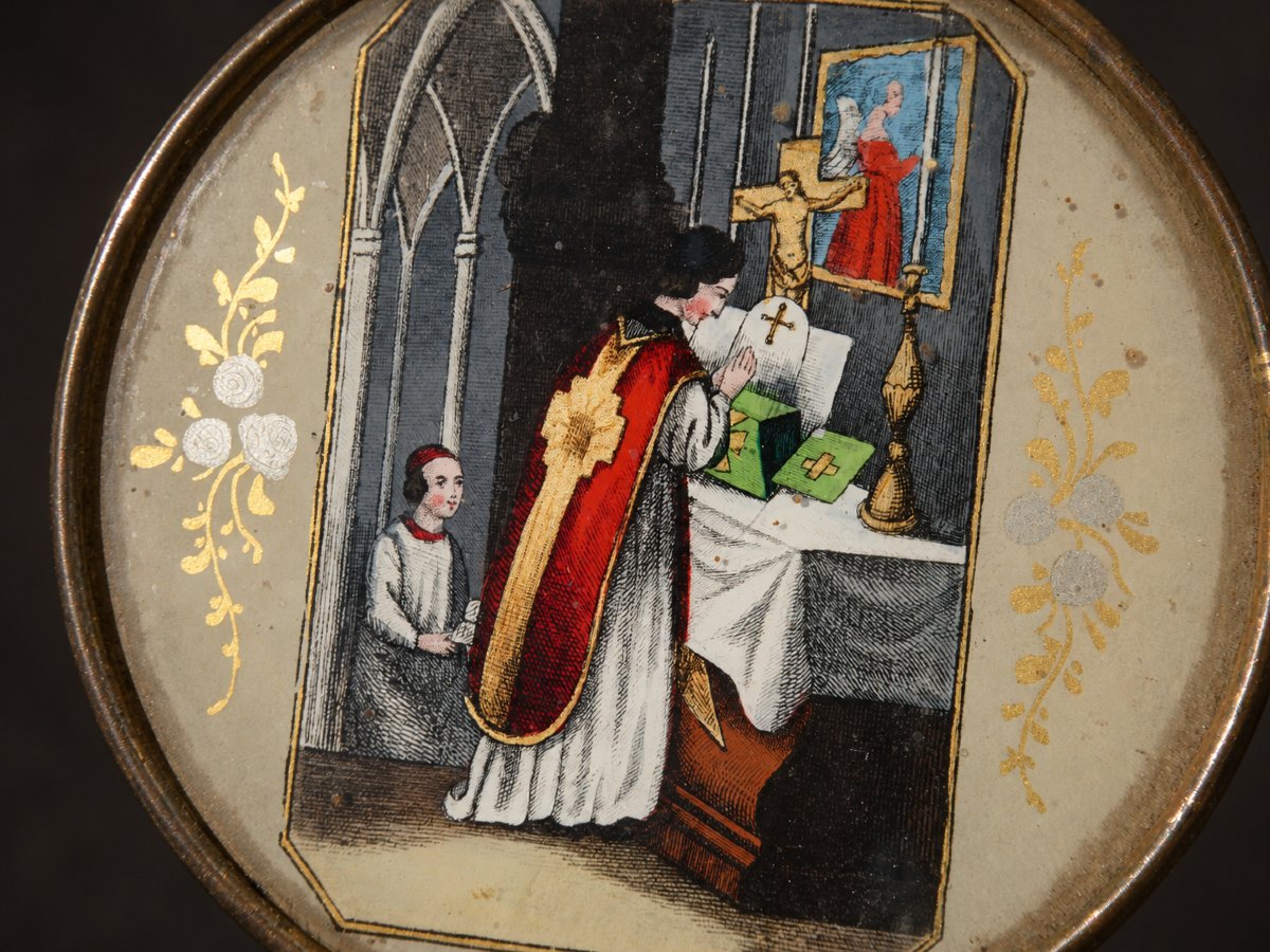 Boîte à Pralines Ou Bonbons En Fixé Sous Verre, Scène Religieuse, époque Charles X Dragées XIXE-photo-2